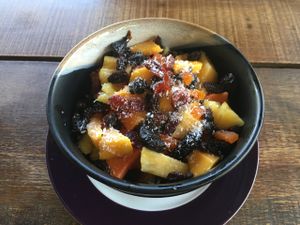 Dried and fresh fruits salad at Akasha Home Restaurant in Koh Phangan