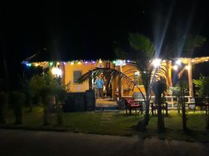 Outside at night at Akasha Home Restaurant in Koh Phangan