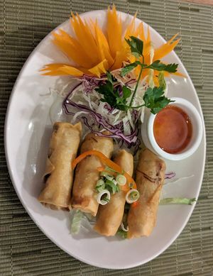 Vegetable spring rolls (8/10) at Sangthai Restaurant in York