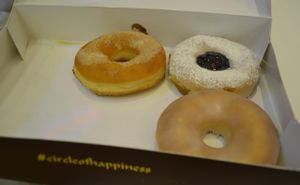 vegan donuts: hello berry, d'original, the cinn style at Donaccino in Dubai