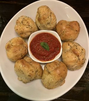 chili-kissed garlic knots!  at Pizzeoli in St Louis