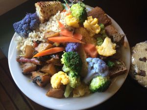 Rainbow plate! at Gaia's Garden in Santa Rosa