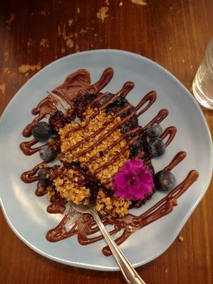 Blueberry crumble at Coca Sova in Dublin