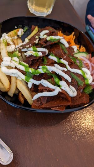 Vegan gyro meat and chips at Coca Sova in Dublin