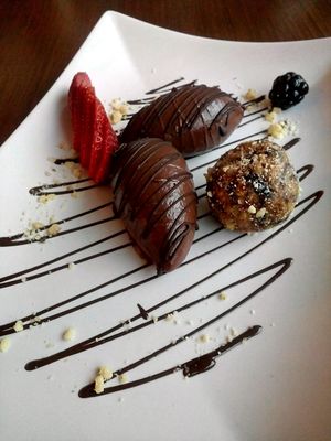 The dessert: avocado and chocolate mousse   at Coca Sova in Dublin