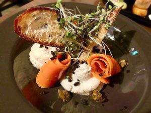 Salmon and cream cheese starter at Coca Sova in Dublin