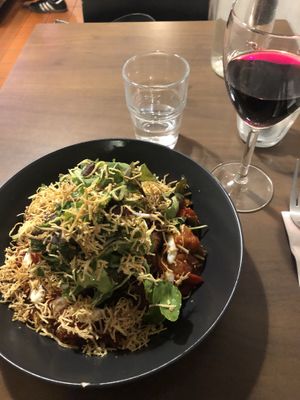 Cauliflower pancakes with ragu. So yummy! at Coca Sova in Dublin