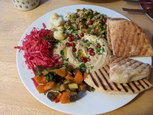 Mezze plate at Mamacoffee in Prague