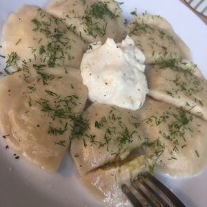 dumplings  at Mamacoffee in Prague
