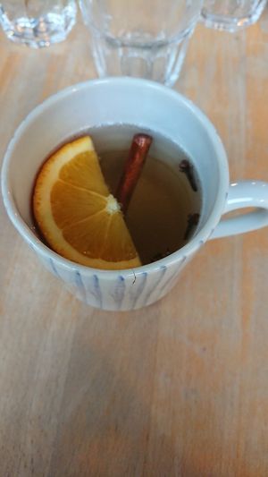 Warm juice with cinnamon and cloves at Mamacoffee in Prague