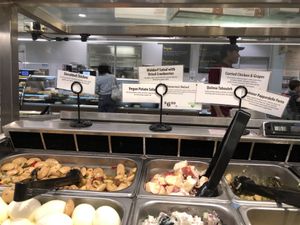 They sometimes have vegan potato salad that is really good! at New Frontiers Natural Marketplace in Solvang