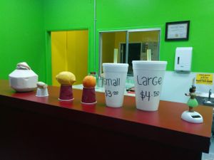 Different sizes and prices  at Dr. Jolly Sugarcane Juice in Rosemead