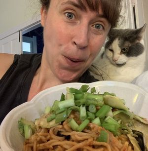 Chili garlic noodles! We prepared this dish with the ingredients and recipe sent in our Purple Carrot delivery this week. Simon and I are both fans! 💜🥕  at The Purple Carrot in Needham Heights