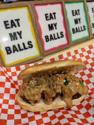 small meatballs sandwich (a bigger one is available too) at Bolero Meatball in Madrid