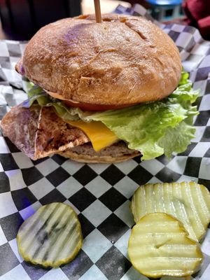 Bacon cheese burger   at Le Voyeur in Olympia