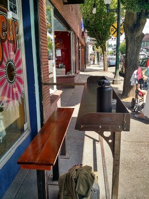 Outdoor seating!  at Le Voyeur in Olympia