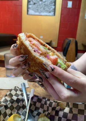 Animal Burger on sourdoughh  at Le Voyeur in Olympia