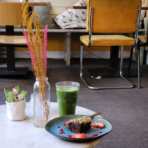 A vegan browny, tasty but a little to sweet for me. at Lavinia Good Food - Centrum in Amsterdam