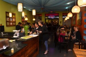 Beautiful place to hang out and eat delicious healthy vegan meals at Blissful Cafe in Orlando