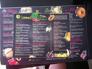 Drinks and smoothie menu  at La Cuisine in Cozumel