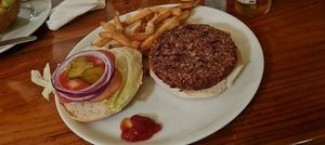 Vegetarian burger without mayonnaise (vegan) at Rock n' Java Caribbean Bar and Grill in Cozumel