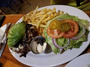 veggie burger at Rock n' Java Caribbean Bar and Grill in Cozumel