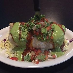 Vegan Ranchero served "Wet" on a bed of mixed cabbage at QB in Olympia
