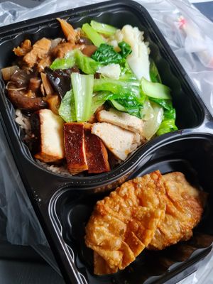 Braised Premium Mushroom Brown Rice with Fried Dumplings  ~ 23/11/21 at Onn Vegetarian 安顺素食 in Central Singapore
