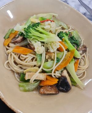 Black Truffle assorted veg Spaghetti ~ 3/5/22 at Onn Vegetarian 安顺素食 in Central Singapore