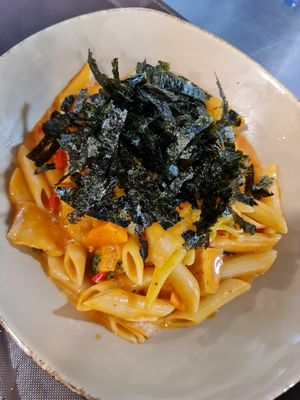 Kimchi Penne (can be veganised) ~ 3/5/22 at Onn Vegetarian 安顺素食 in Central Singapore