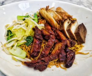 Signature char siew chicken noodles at Onn Vegetarian 安顺素食 in Central Singapore