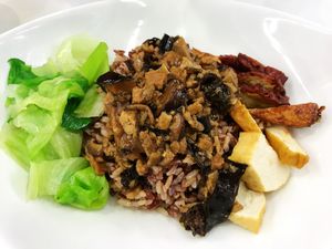 Minced mock meat mushroom brown rice at Onn Vegetarian 安顺素食 in Central Singapore