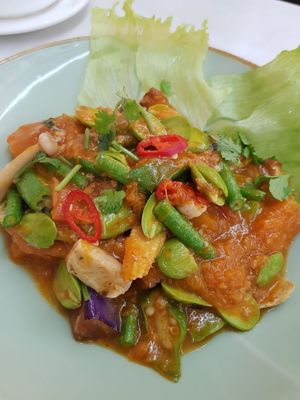 Petai with Australian pumpkin @ $12 at Onn Vegetarian 安顺素食 in Central Singapore