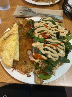 vegan delight with tempeh  at New Moon Cooperative Cafe in Olympia