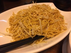 Fried Noodles with Beancurd Sauce & Chilli Slices at Veggie Family 素食一家 in Kowloon
