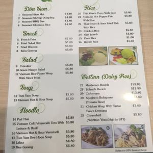 menu pg 1 at Clover 8 in East Singapore