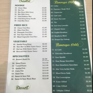 menu pg 2 at Clover 8 in East Singapore