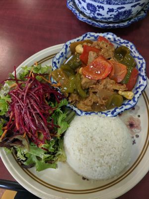 Combo with cashew chikin at Hearts Choices Thai Vegan Cafe in Calgary