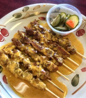 Satay skewers at Hearts Choices Thai Vegan Cafe in Calgary