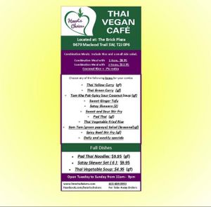 menu at Hearts Choices Thai Vegan Cafe in Calgary