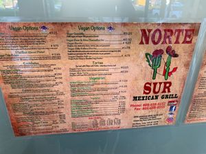 UPDATED MENU JULY 2021.  at Norte Sur in Ventura