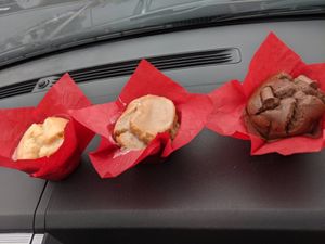 Left to right: Meyer Lemon, Chai Spice, and Mocha Chocolate Chip. All vegan and gluten free! So yummy!!! at Sticky Fingers Baking Company in Ventura