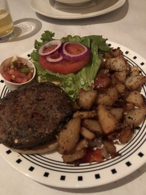 Black Bean Burger with Hook Potatoes at Red Hook Grill in Columbus