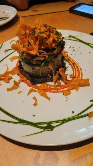 Mushroom Rsotto!! This dis comes with cows cheese so let the waiters know No cows cheese..  at Yemanja Woodfired Grill in Oranjestad