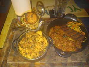 Vegan bbq platter at Yemanja Woodfired Grill in Oranjestad