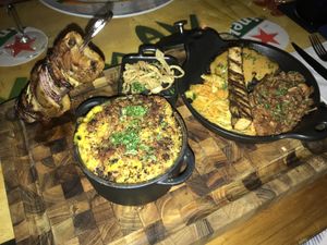 Vegan BBQ platter at Yemanja Woodfired Grill in Oranjestad