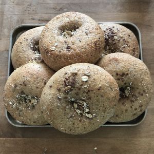 Special order multigrain bagels without egg wash at The Bagel Shop in Homer