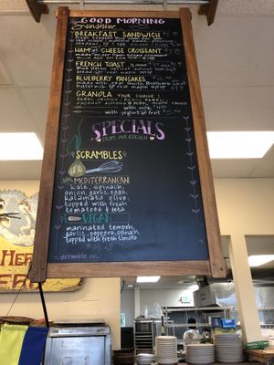 Breakfast menu 2022.04.30  at Blue Heron Bakery in Olympia