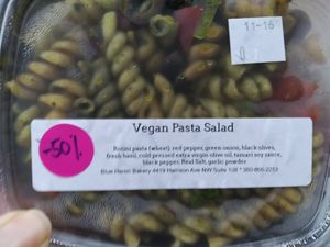 Bland pasta salad at Blue Heron Bakery in Olympia
