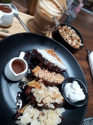 Waffles with extra granola at Eat.Co in Koh Phangan